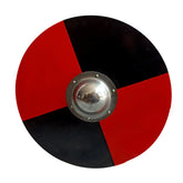 Viking round shield replica with red and black design